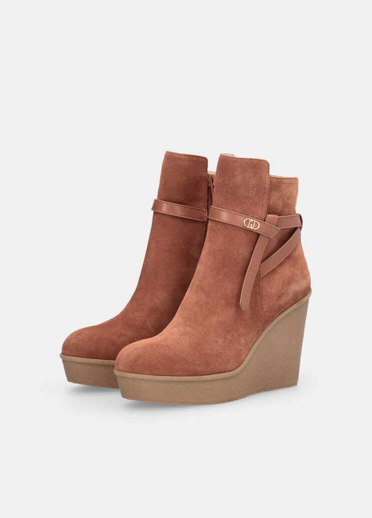 Suede ankle boots with wedge beige Liu Jo - large image number 1 Suede ankle boots with wedge beige Liu Jo - large image number 1
