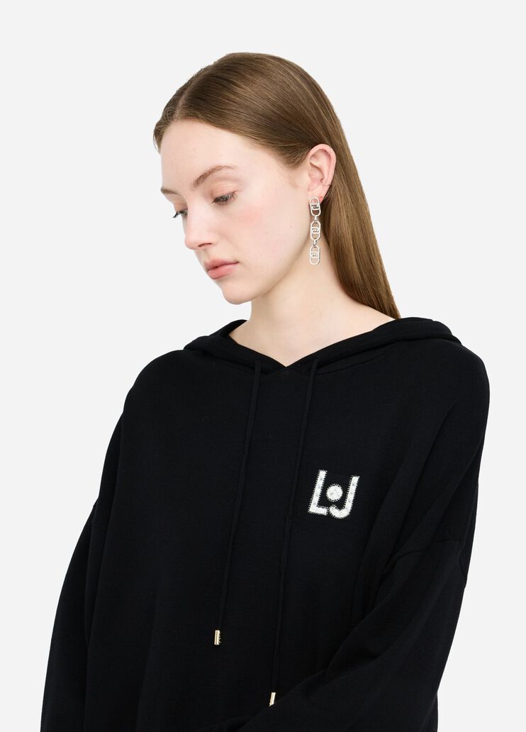 Knit sweatshirt black Liu Jo - large image number 2 Knit sweatshirt black Liu Jo - large image number 2