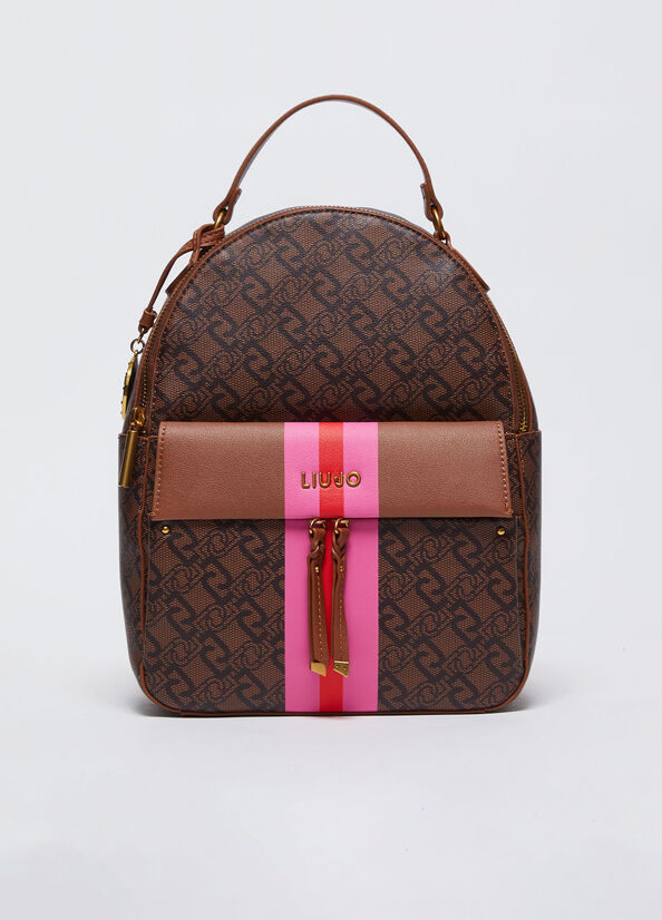 Monogram backpack brown Liu Jo - medium