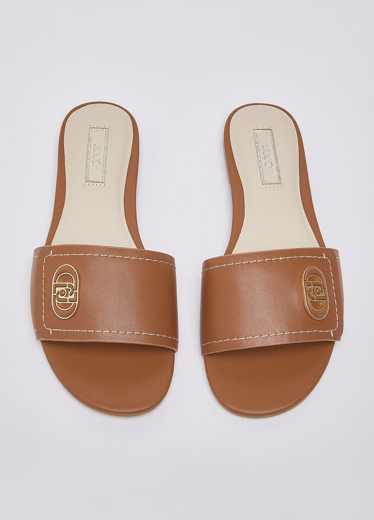 Flat leather sandals cognac Liu Jo - medium