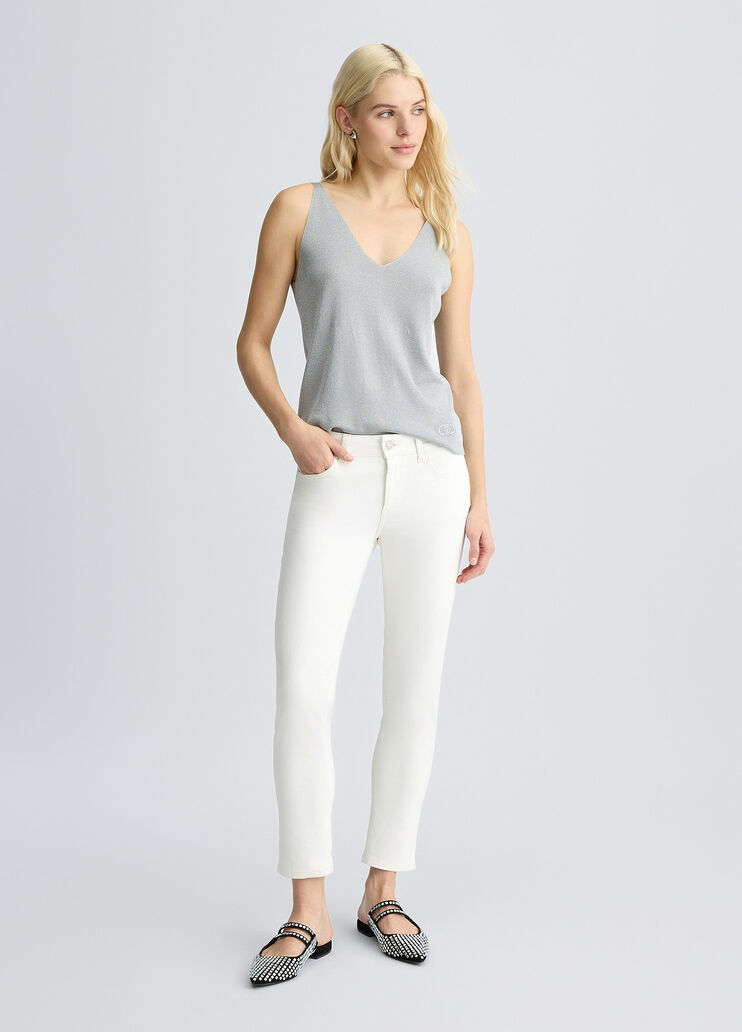 Cropped white trousers with turn-ups white wool Liu Jo - medium Cropped white trousers with turn-ups white wool Liu Jo - medium