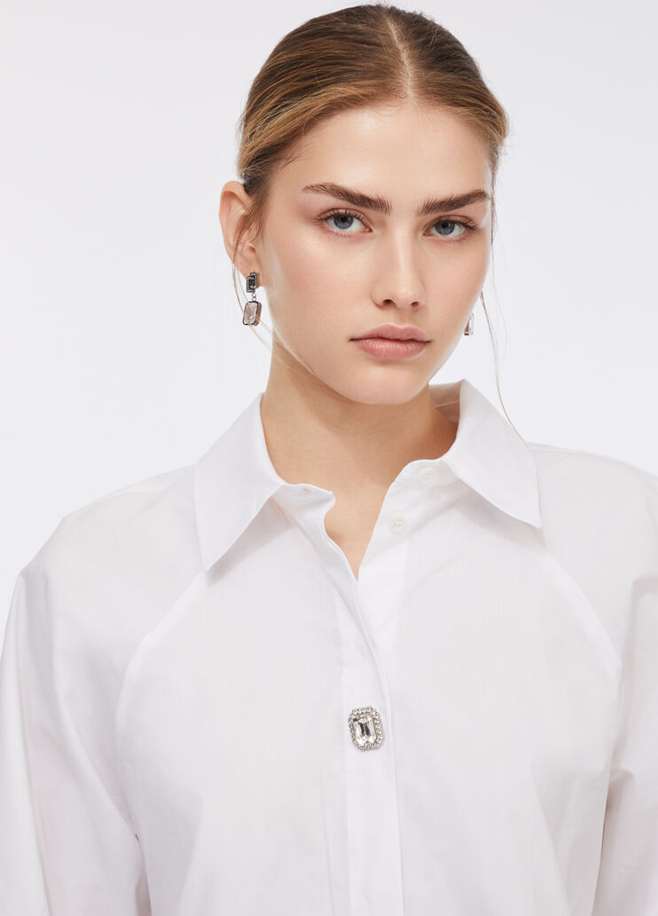 Camisa de algodón con cordones blanco Liu Jo - medium