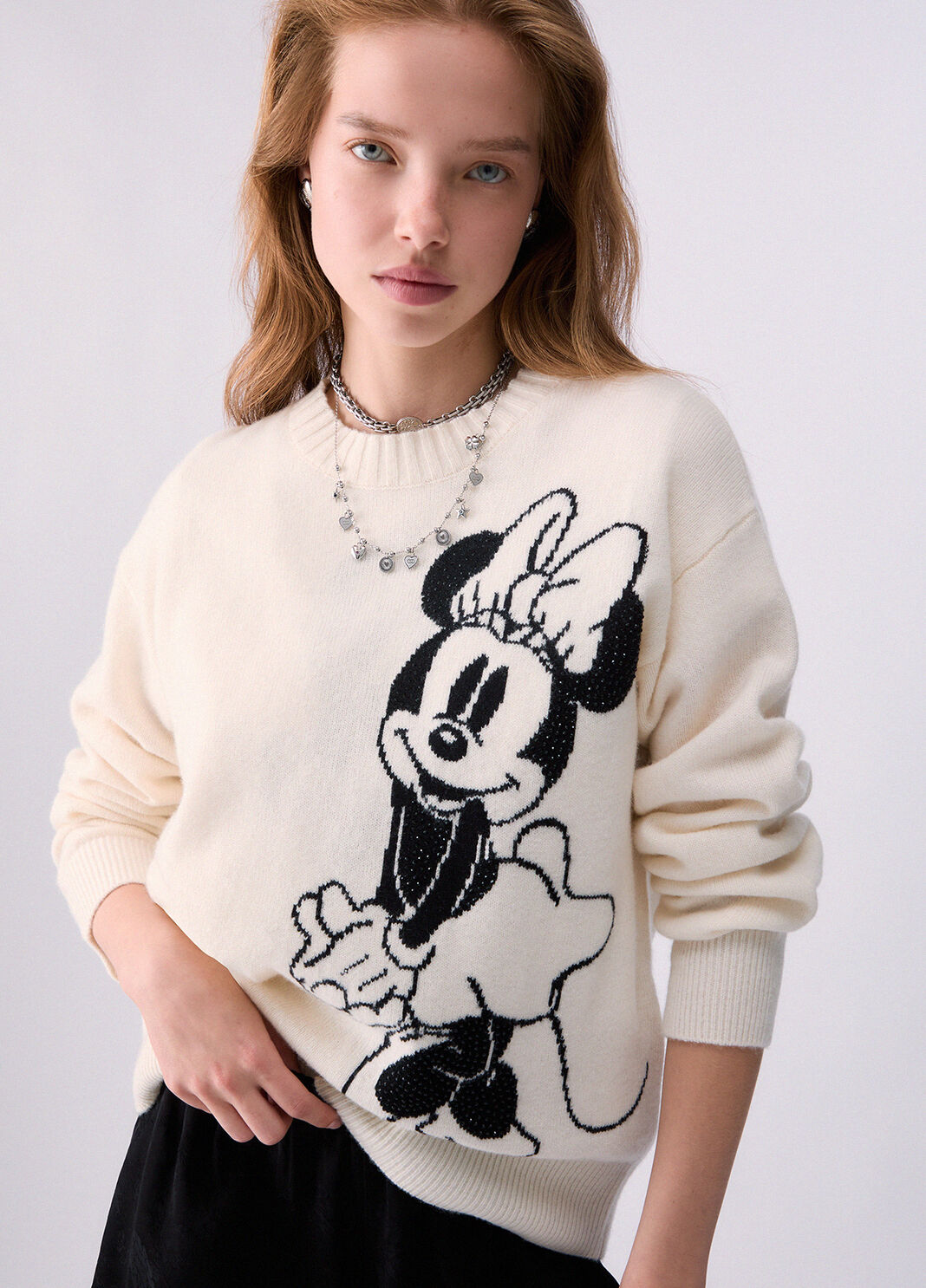 Maglia jacquard in lana Mrs Mouse bianco/Miss mouse B&W Liu Jo - large image number 4