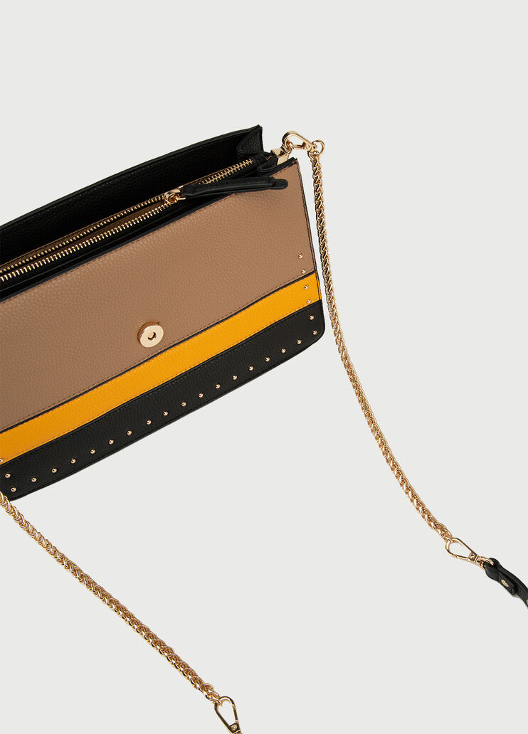Сумка через плечо с заклёпками Чёрный/жёлтый/коричневато-серый Liu Jo - large image number 3