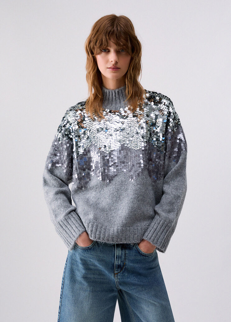 Maille en laine avec paillettes gris chin&eacute; Liu Jo - medium