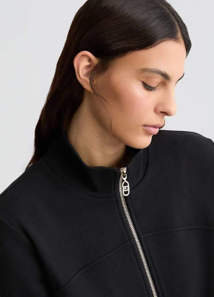 Cotton sweatshirt with rhinestones black Liu Jo - large image number 2 Cotton sweatshirt with rhinestones black Liu Jo - large image number 2