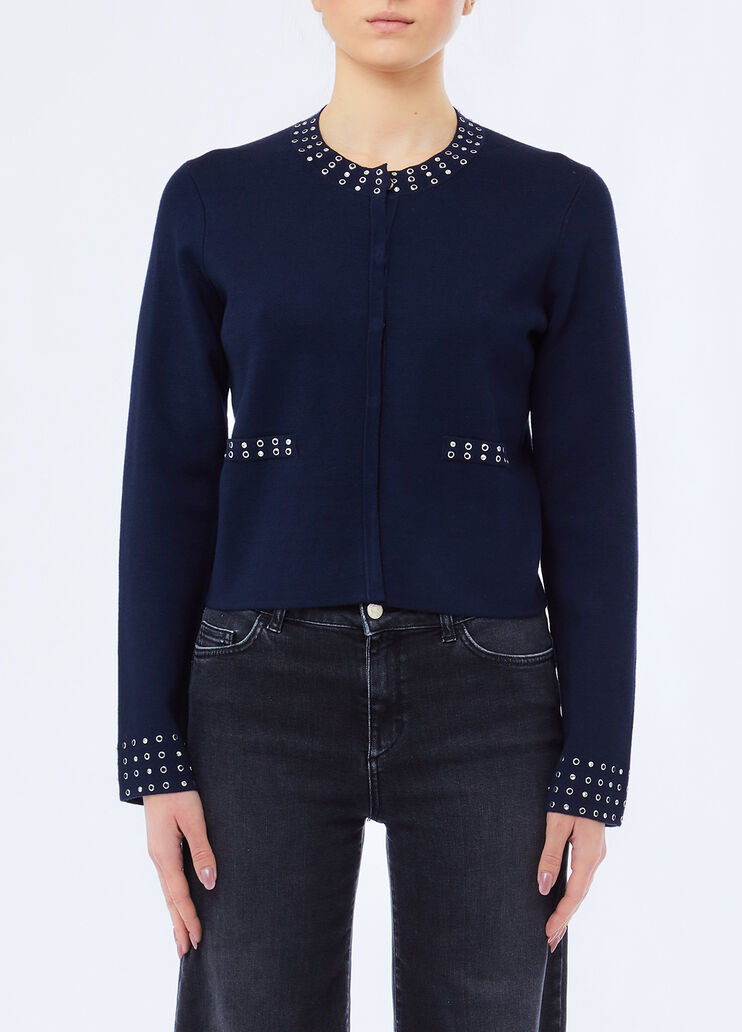 Knitted Jacket with Rhinestones dark blue Liu Jo - medium