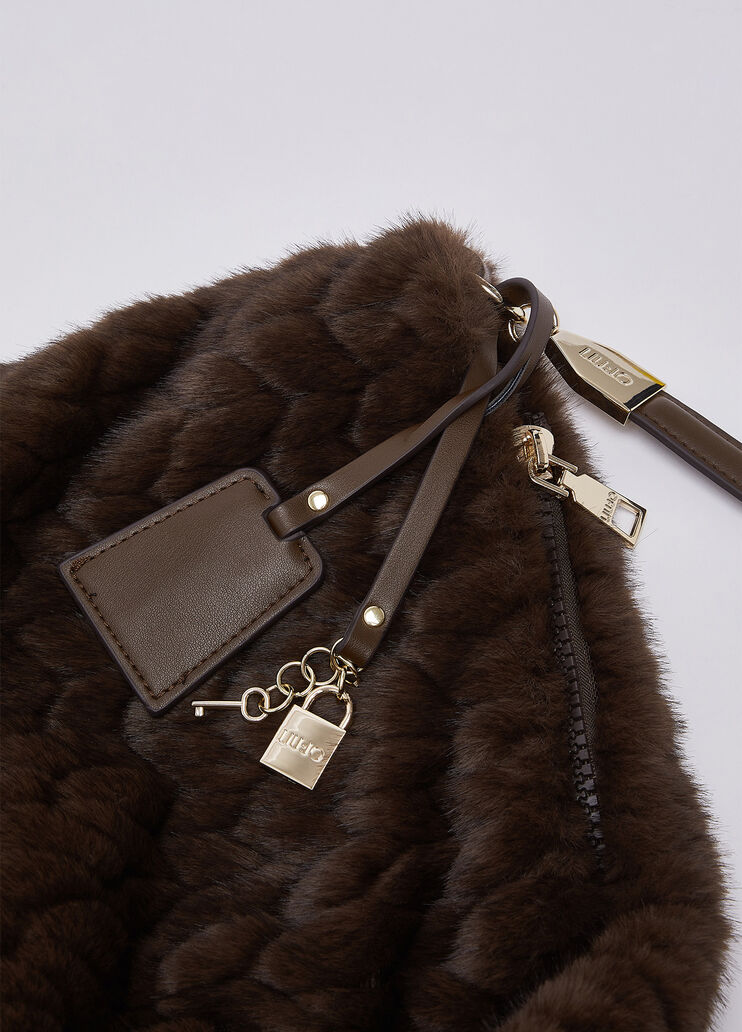 Grand Sac en Fausse Fourrure marron fonc&eacute; Liu Jo - medium