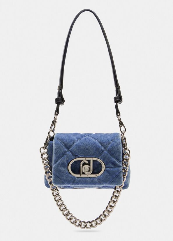 Small velvet LaPuffy bag light denim Liu Jo - medium