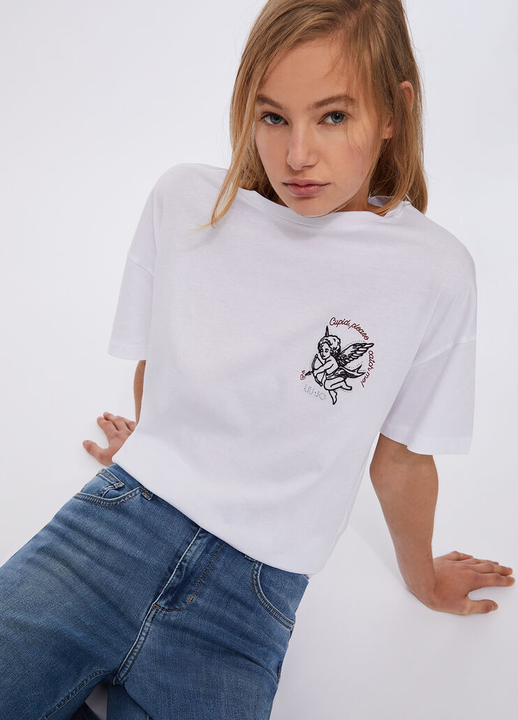 T-shirt with embroidery and rhinestones white Liu Jo - large image number 3