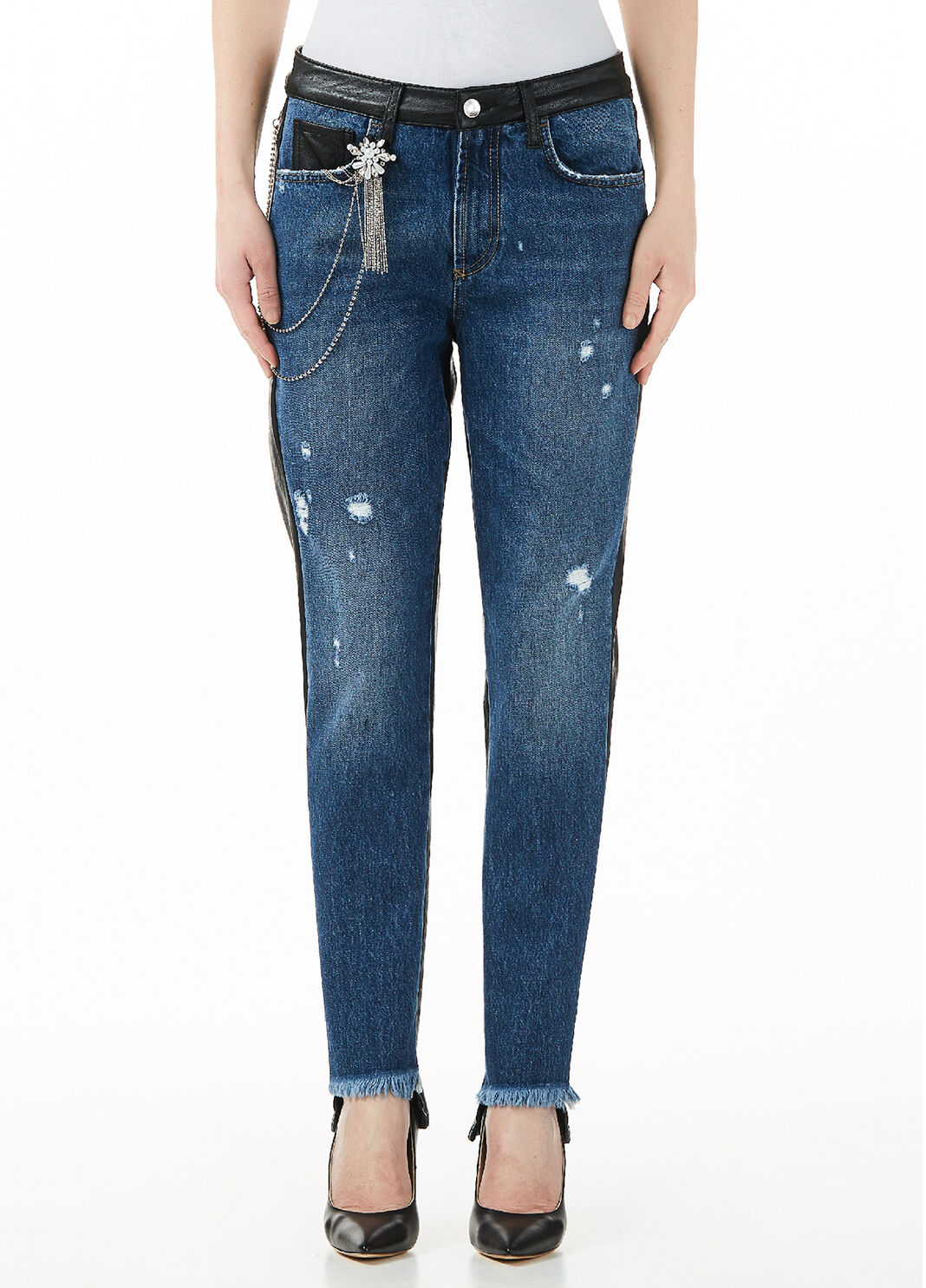 Jeans with faux leather inserts Blue denim Liu Jo - large image number 0