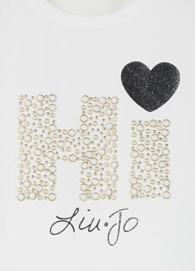 T-shirt with jewel beads White Liu Jo - large image number 2 T-shirt with jewel beads White Liu Jo - large image number 2