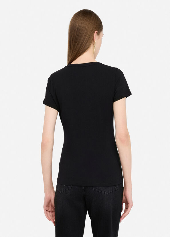 T-shirt avec imprimé lamé noir Liu Jo - large image number 1