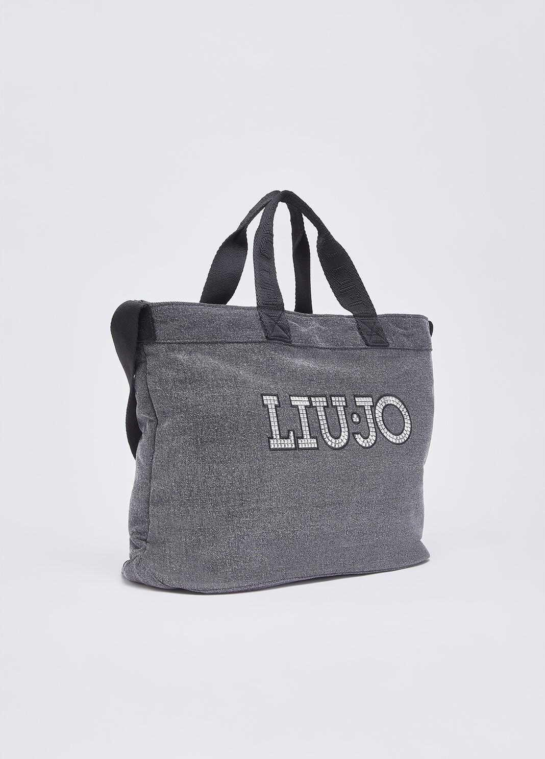 Bolso tote grande de denim con logotipo denim gris Liu Jo - large image number 2