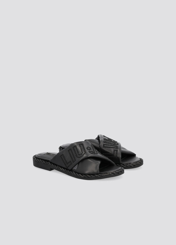 Сандалии-шлёпанцы с крупным логотипом чёрный Liu Jo - large image number 1