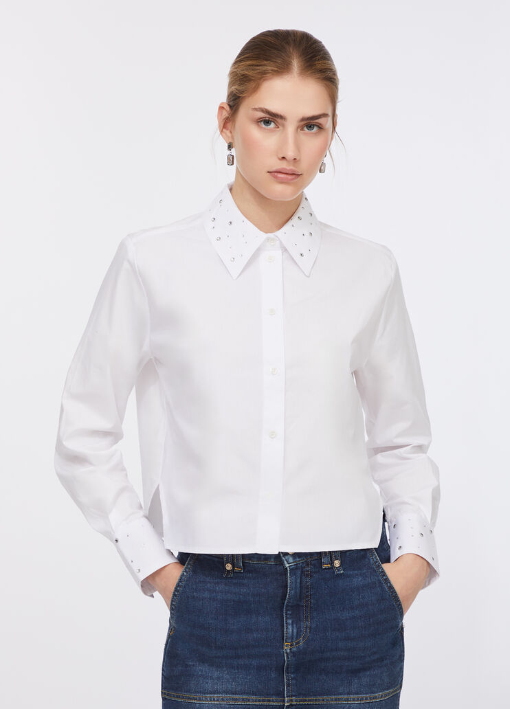 Poplin shirt with rhinestones white Liu Jo - large image number 0
