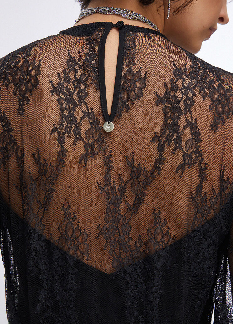 Abito corto in pizzo chantilly nero Liu Jo - medium