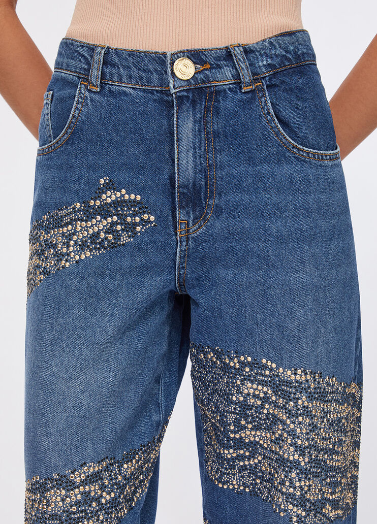 Balloon jeans with studs and gemstones blue denim Liu Jo - large image number 2