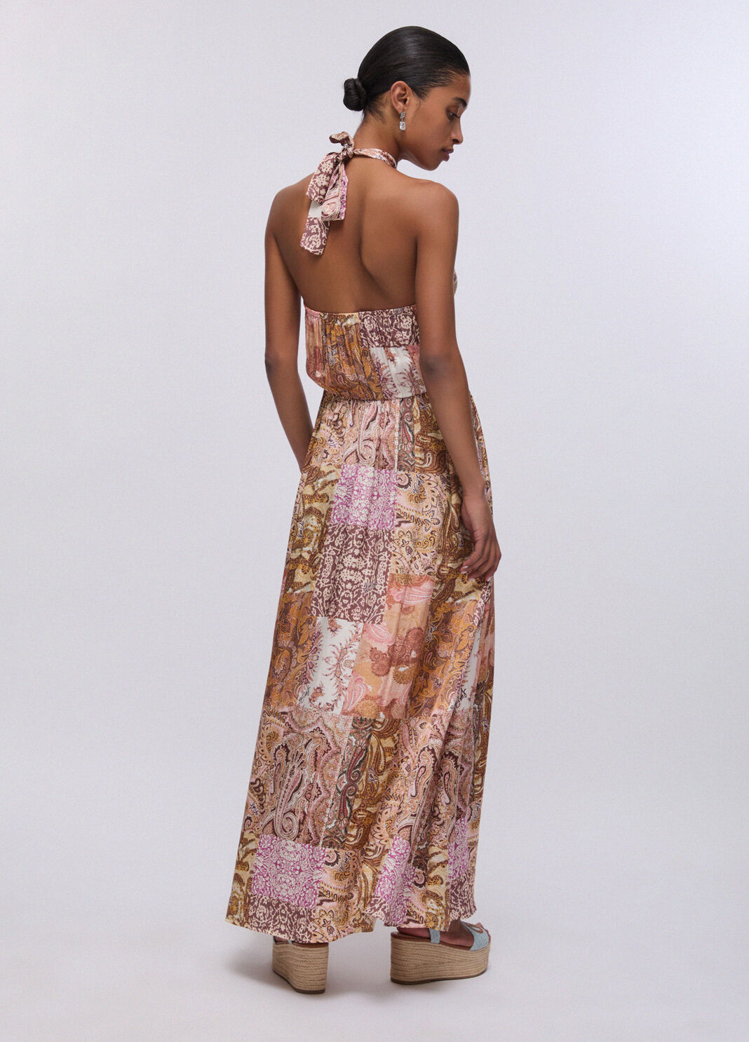 Langes Kleid aus bedrucktem Satin Beige Liu Jo - large image number 1