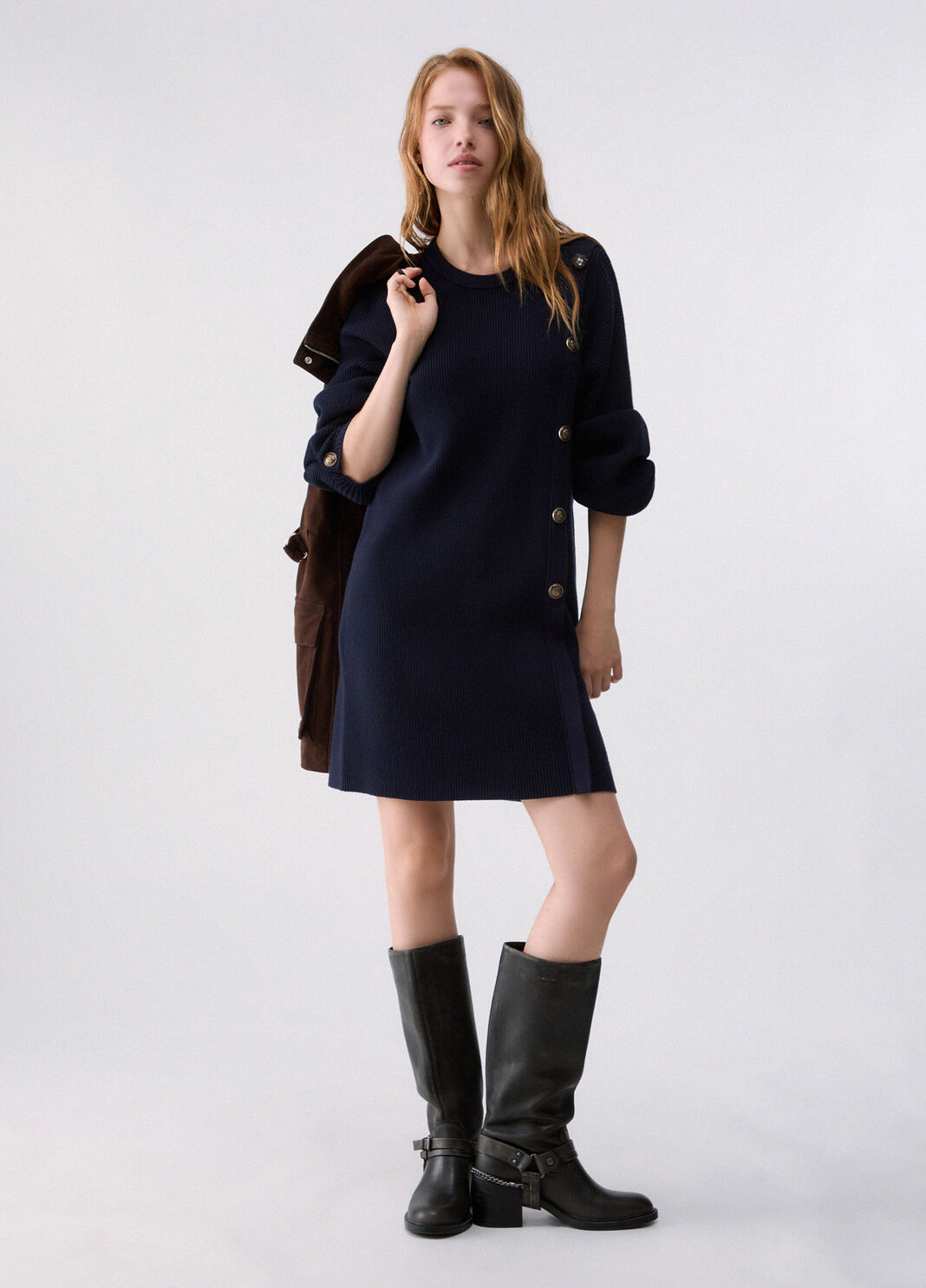 Knit Dress with Jewel Buttons dark blue Liu Jo - large image number 5