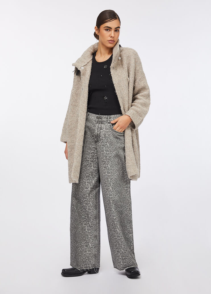 Manteau en maille bouclette beige foncé Liu Jo - large image number 0