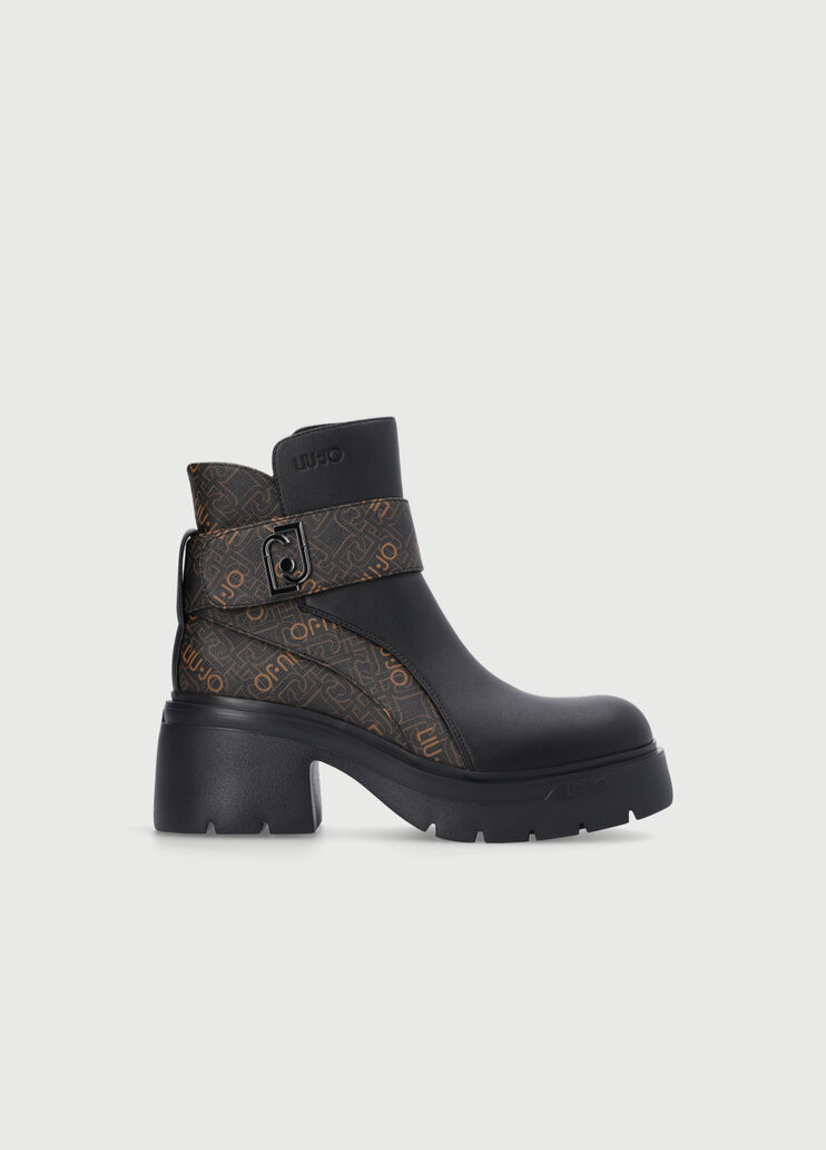 Ankle boots with monogram detail black/brown Liu Jo - large image number 1 Ankle boots with monogram detail black/brown Liu Jo - large image number 1