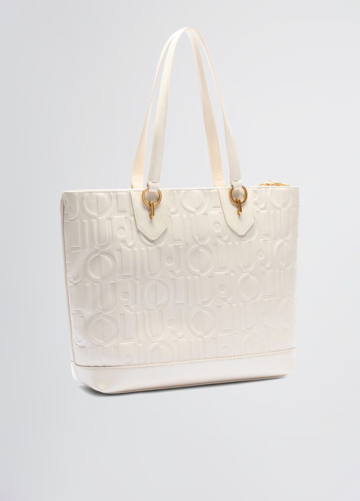 Shopping bag with logo and chain cream Liu Jo - large image number 3 Shopping bag with logo and chain cream Liu Jo - large image number 3