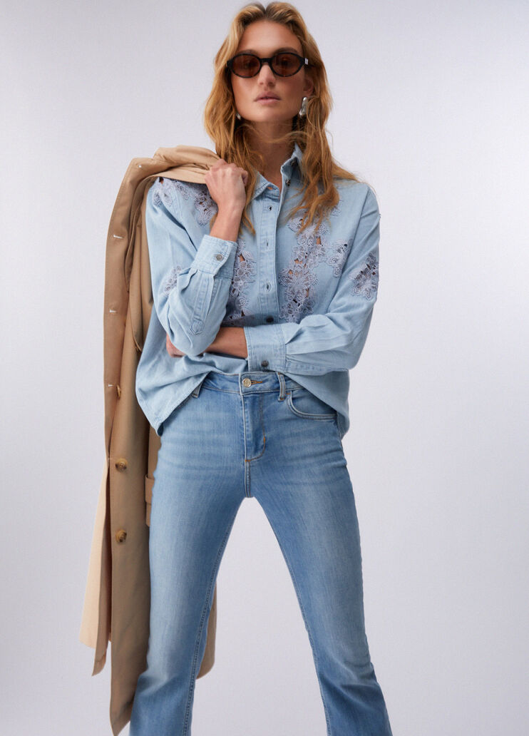 Jean évasé à taille haute denim Liu Jo - large image number 3