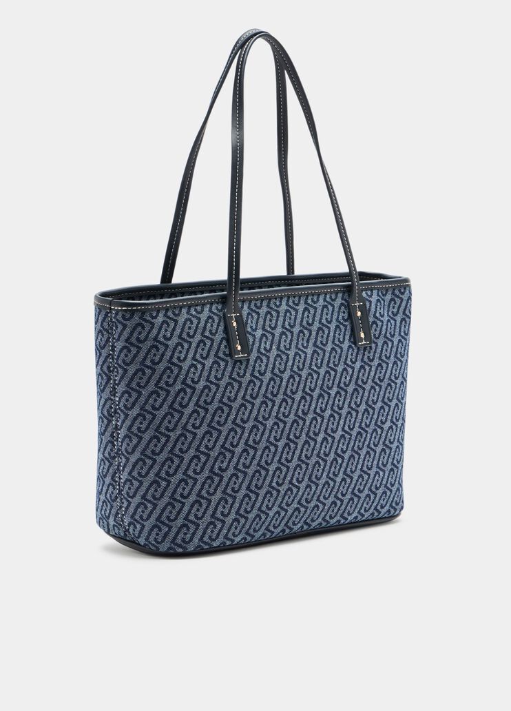Tote Bag aus Jacquard-Denim Dunkelblau Liu Jo - large image number 2