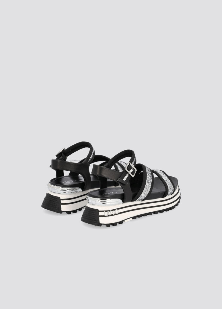 Platform sandals with glitter silver/black Liu Jo - large image number 2