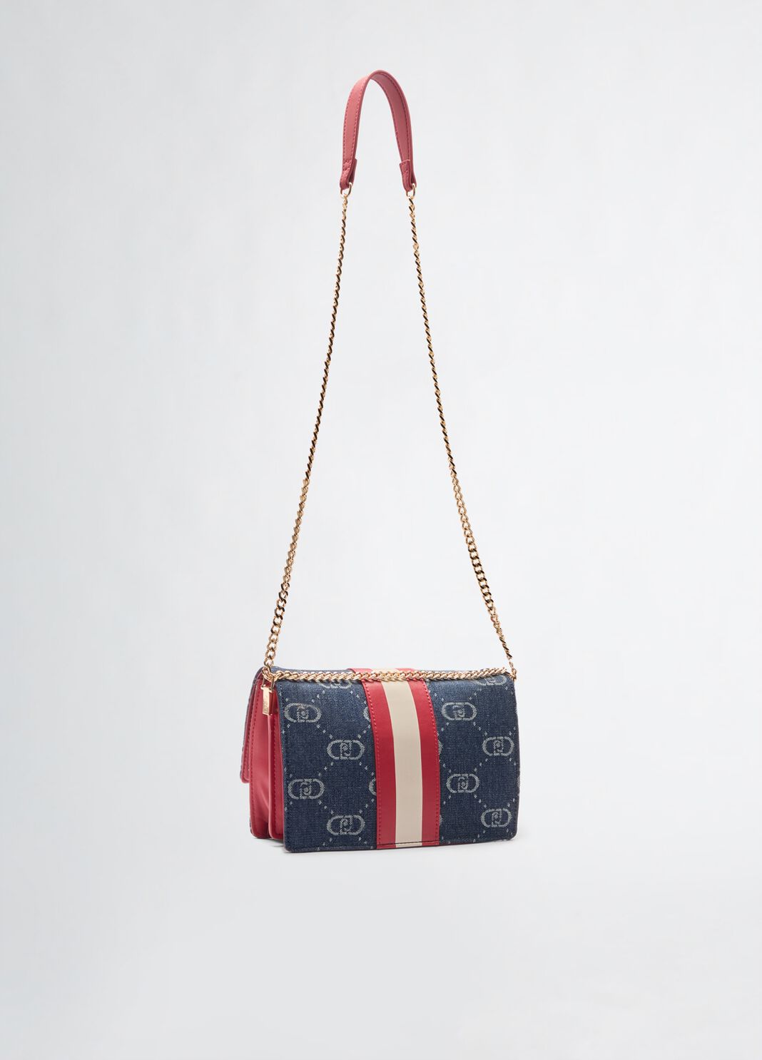 Sac &agrave; bandouli&egrave;re petit format jacquard denim bleu fonc&eacute; Liu Jo - large image number 1