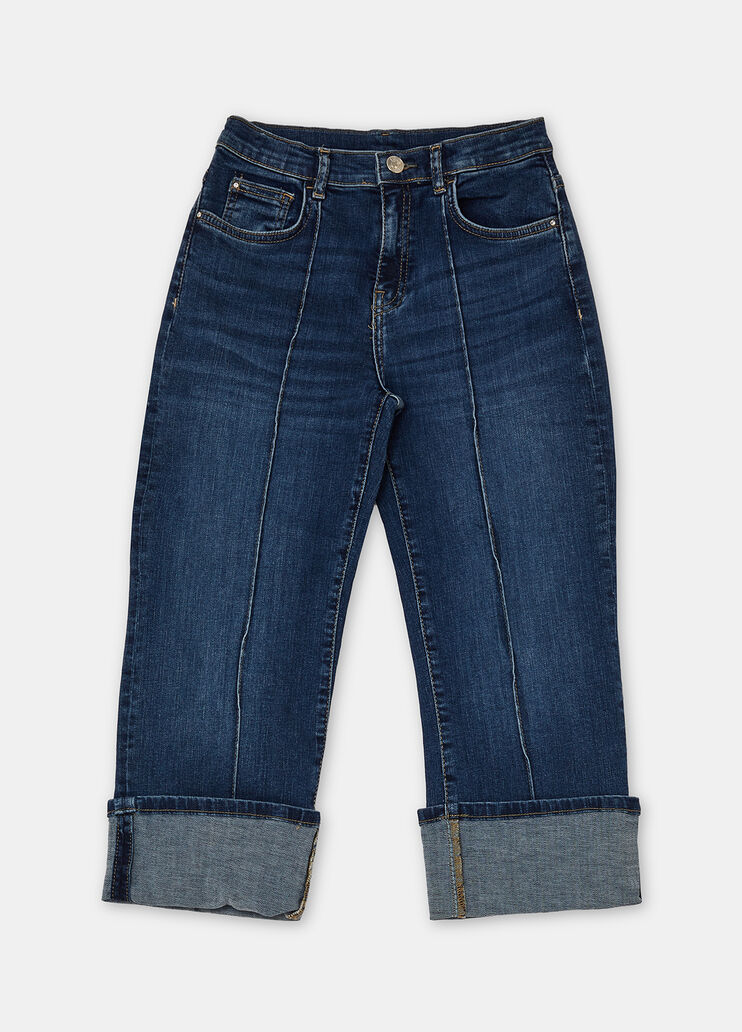 Jean droit avec revers denim foncé Liu Jo - large image number 2 Jean droit avec revers denim foncé Liu Jo - large image number 2