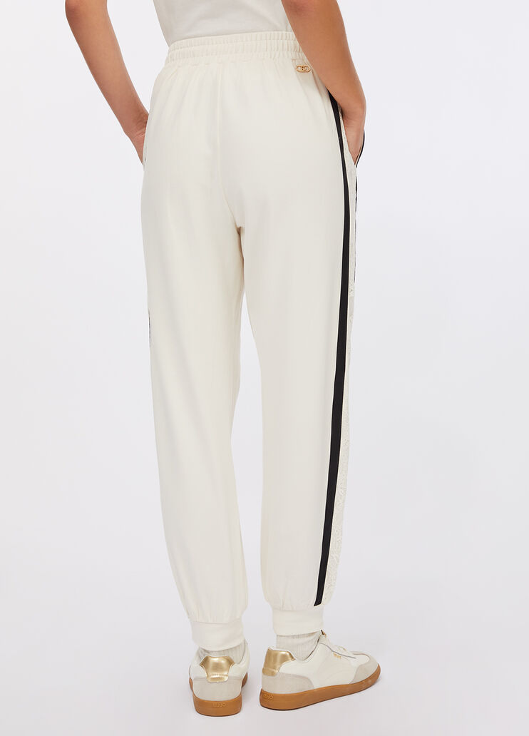 Plush jogging trousers with lace white Liu Jo - large image number 1