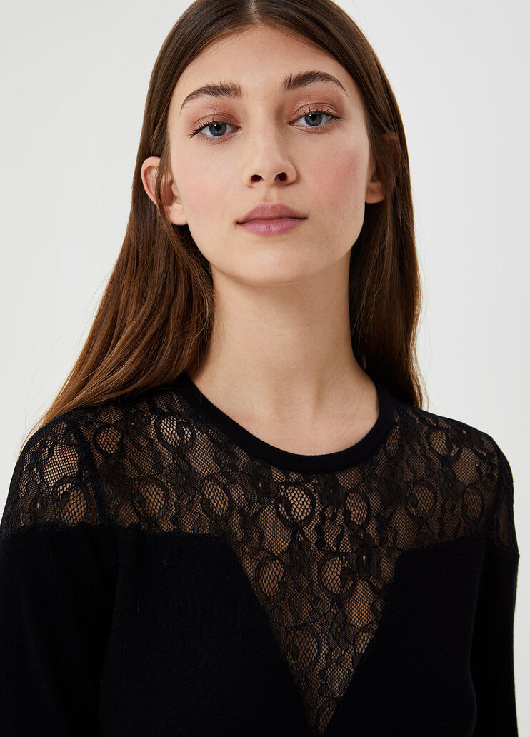 Jumper with lace insert Black Liu Jo - large image number 2