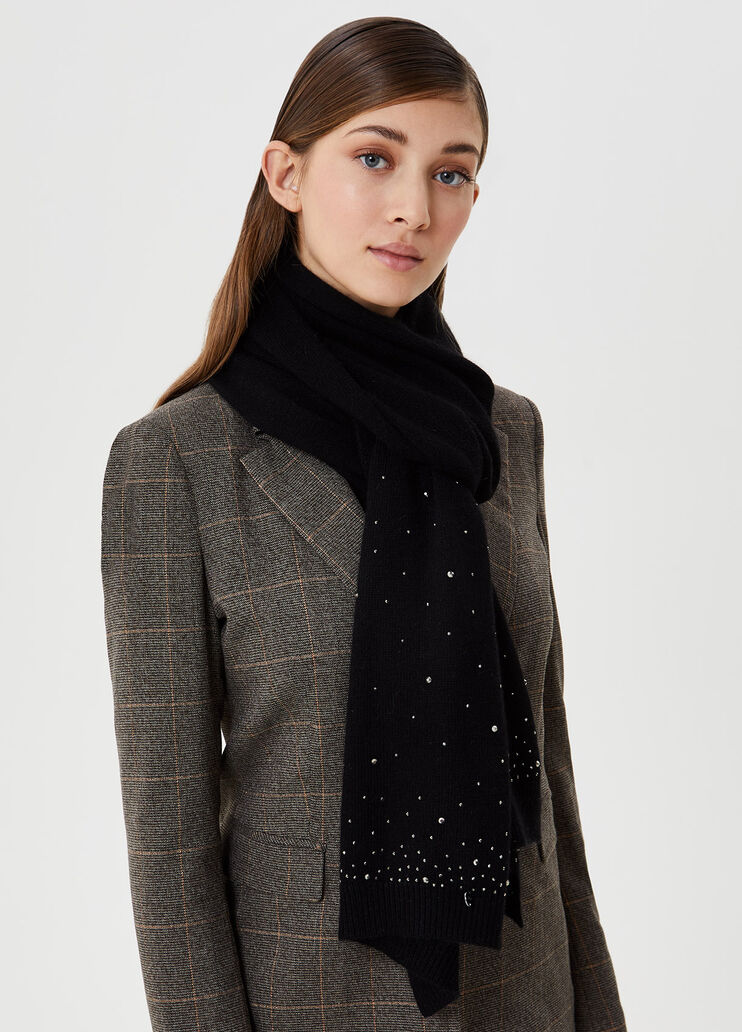 Scarf with gemstones Black Liu Jo - large image number 1