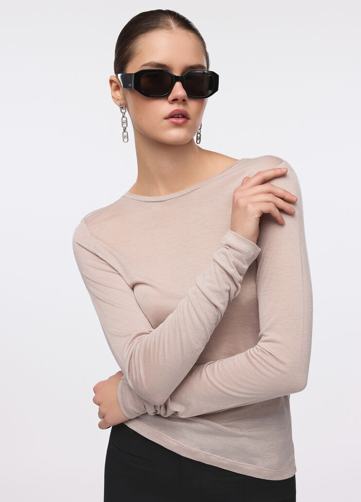 Wool and modal t-shirt dark beige Liu Jo - large image number 2