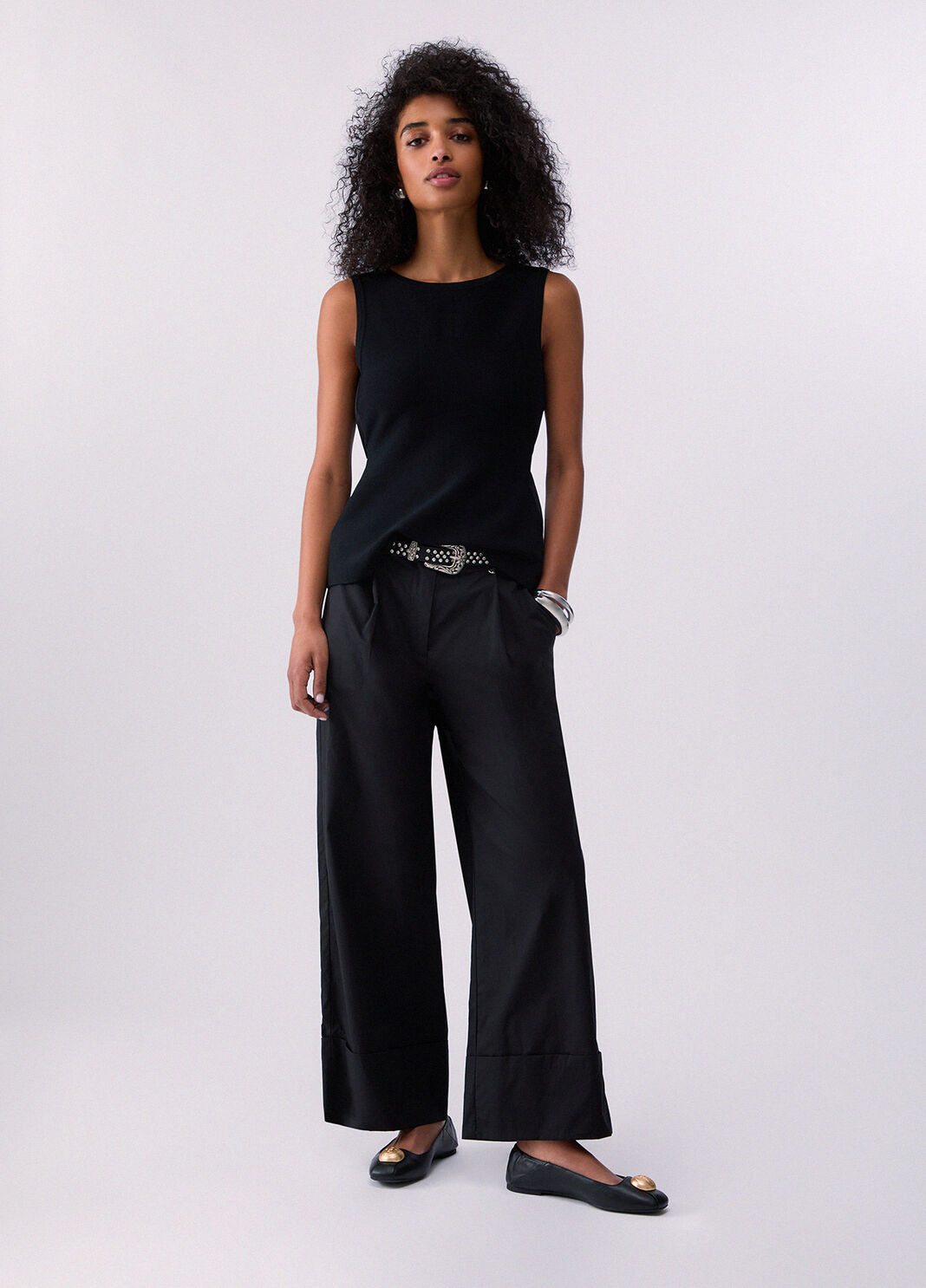 Weite Hose aus Popeline Schwarz Liu Jo - large image number 5