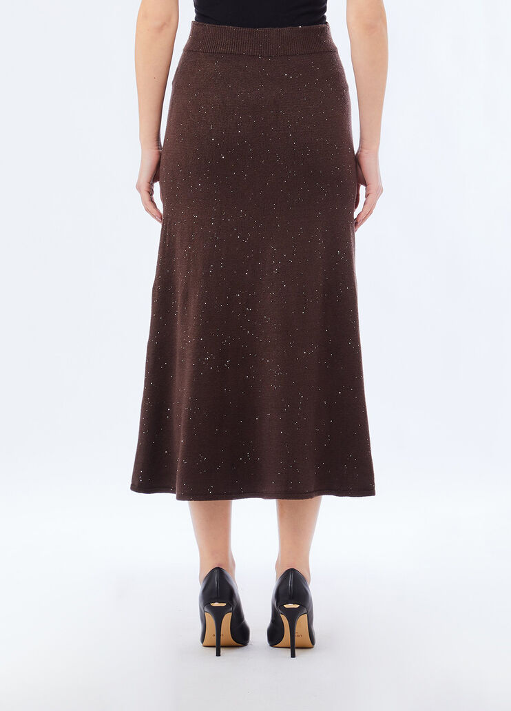 Jupe midi en maille avec paillettes chocolat Liu Jo - medium