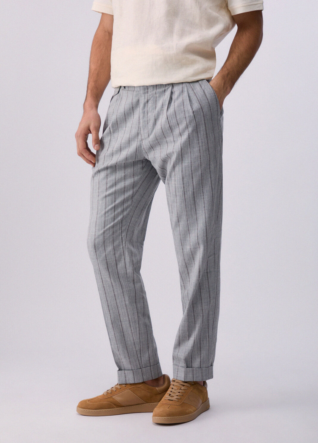 Nadelstreifenhose mit Bundfalten Grau mit Nadelstreifen Liu Jo - large image number 0