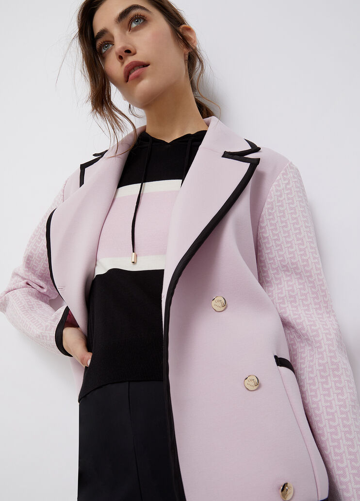 Single-breasted neoprene jacket light pink Liu Jo - large image number 2 Single-breasted neoprene jacket light pink Liu Jo - large image number 2