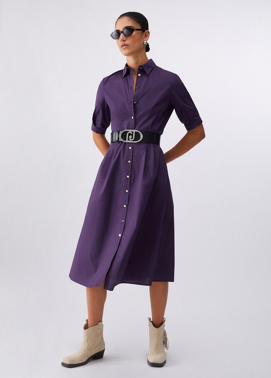 Midikleid aus Popeline Dunkelviolett Liu Jo - large image number 5