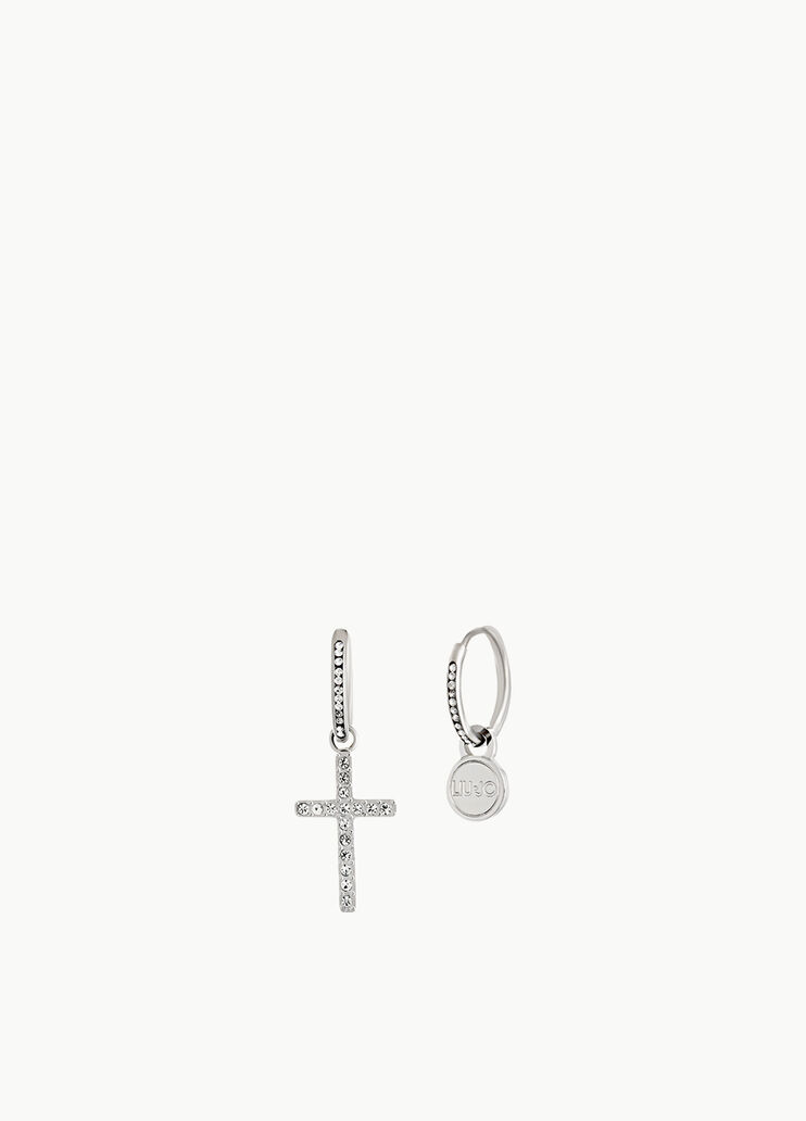 Earrings with logo and cross Steel Liu Jo - large image number 0 Earrings with logo and cross Steel Liu Jo - large image number 0