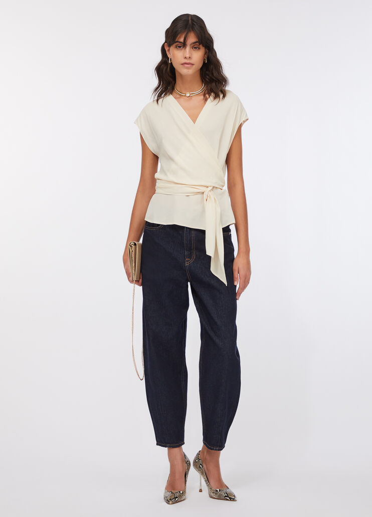 Crepe de chine top ivory Liu Jo - large image number 5