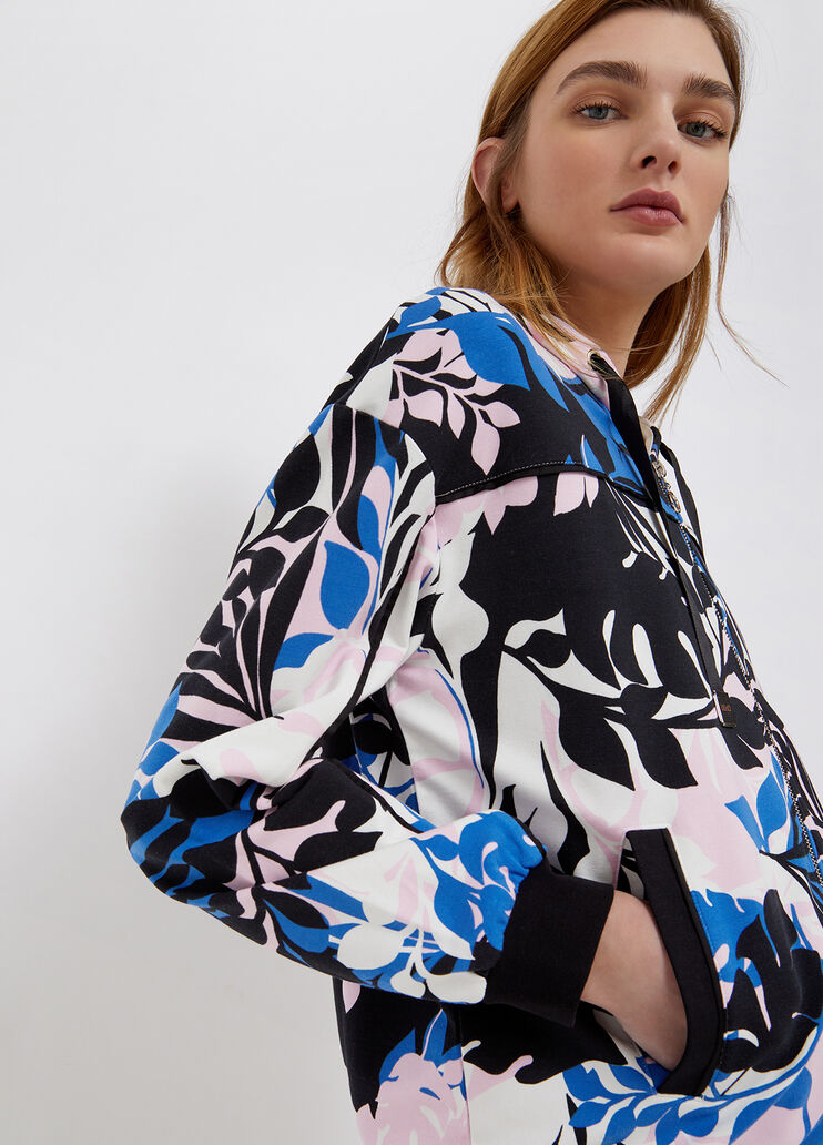 Толстовка на молнии с капюшоном цветочный сине-белый принт Liu Jo - large image number 2