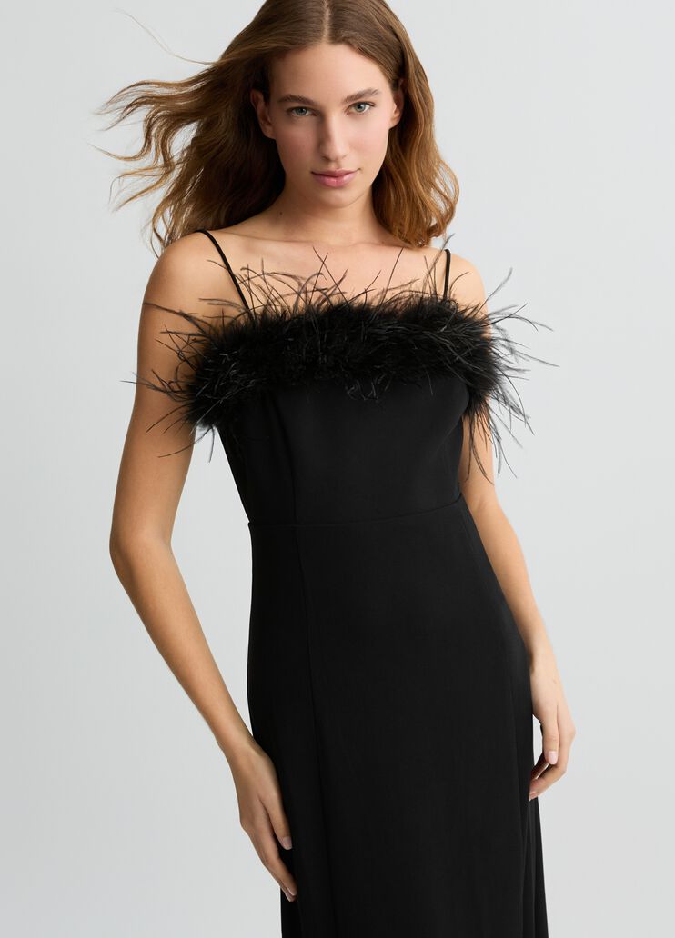 Elegant black dress with feathers black Liu Jo - large image number 2 Elegant black dress with feathers black Liu Jo - large image number 2