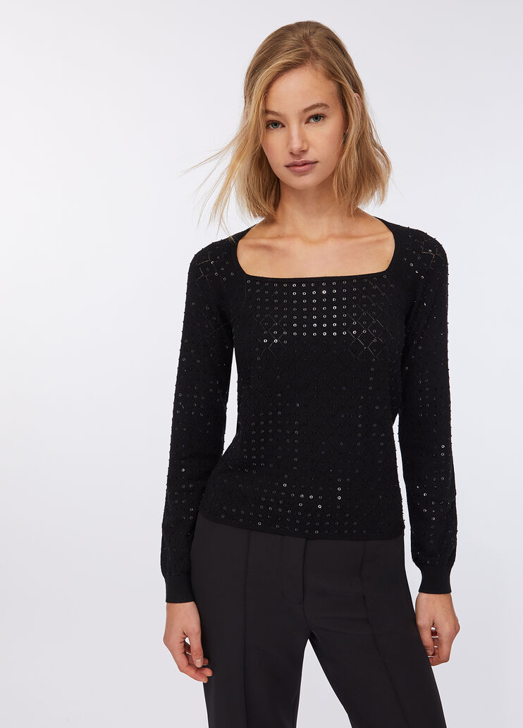 Pull avec paillettes noir Liu Jo - large image number 0