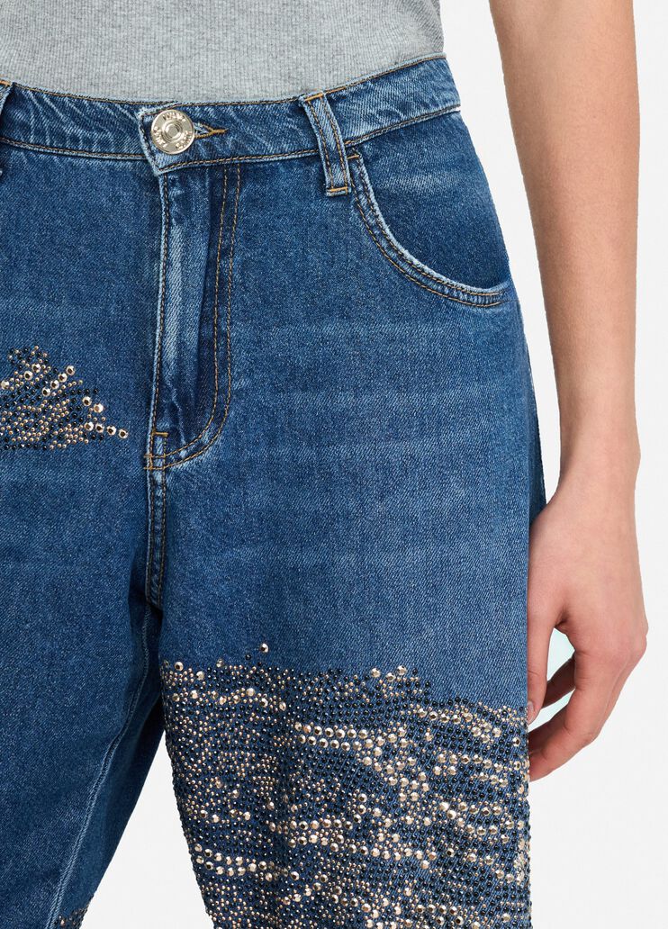 Balloon jeans with studs and gemstones blue denim Liu Jo - large image number 2 Balloon jeans with studs and gemstones blue denim Liu Jo - large image number 2