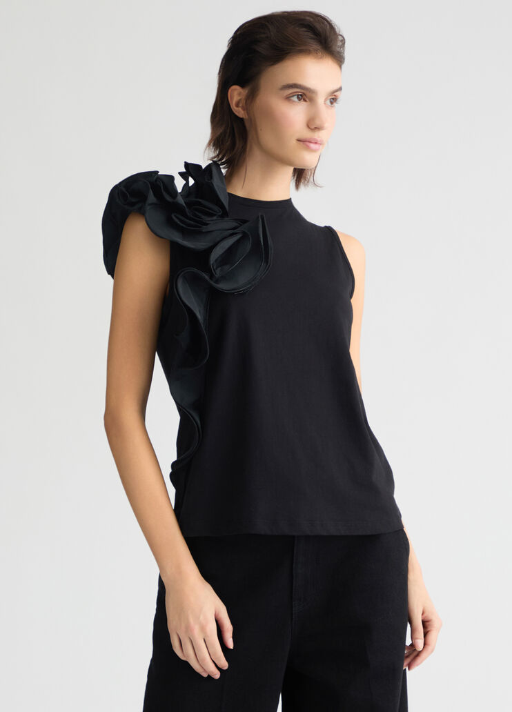 Black T-shirt with flounced detailing black Liu Jo - medium Black T-shirt with flounced detailing black Liu Jo - medium