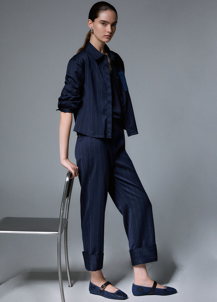 Pinstripe Cigarette Trousers blue pinstripe Liu Jo - medium