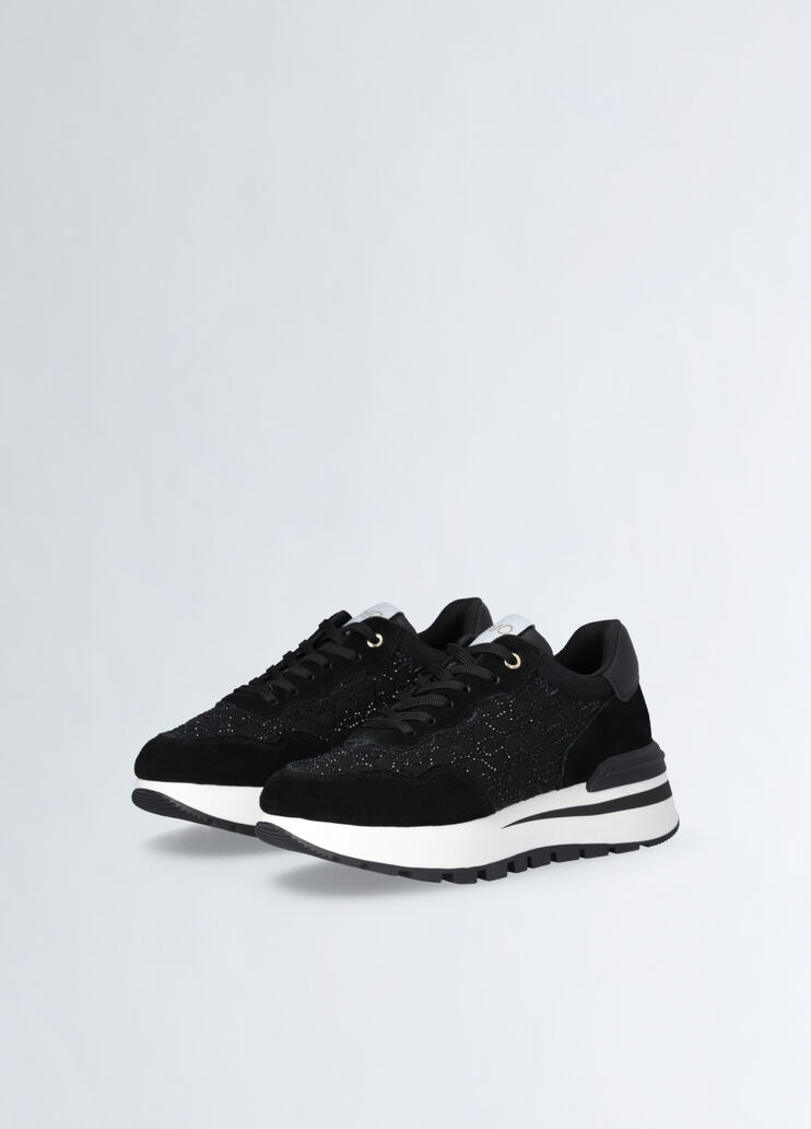 Black sneakers with rhinestone-detailed logo black Liu Jo - large image number 2 Black sneakers with rhinestone-detailed logo black Liu Jo - large image number 2